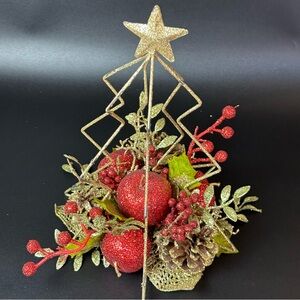 Tree Floral & Gold Metal Glitter Tree